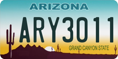 AZ license plate ARY3011