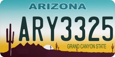 AZ license plate ARY3325