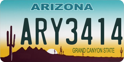AZ license plate ARY3414