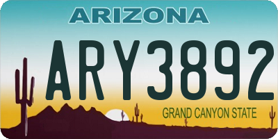 AZ license plate ARY3892