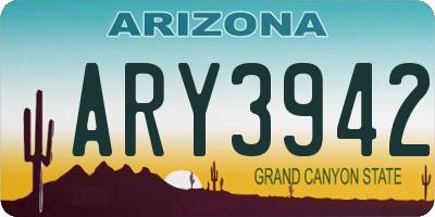 AZ license plate ARY3942