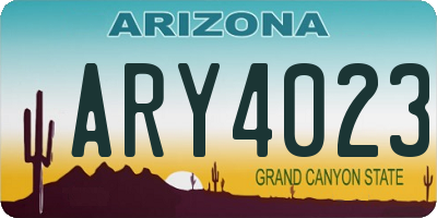 AZ license plate ARY4023