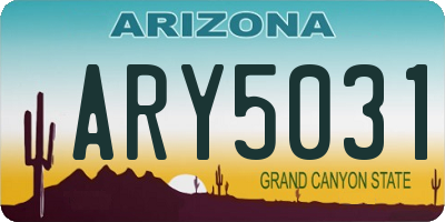 AZ license plate ARY5031