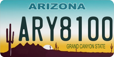 AZ license plate ARY8100