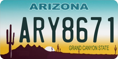 AZ license plate ARY8671