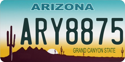 AZ license plate ARY8875