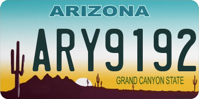 AZ license plate ARY9192