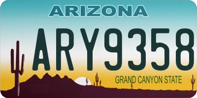 AZ license plate ARY9358