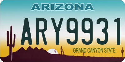 AZ license plate ARY9931