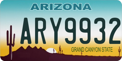 AZ license plate ARY9932