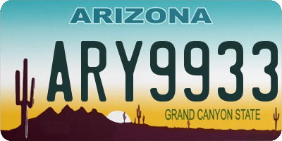 AZ license plate ARY9933