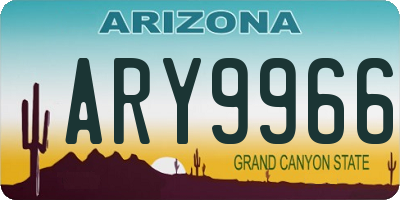 AZ license plate ARY9966