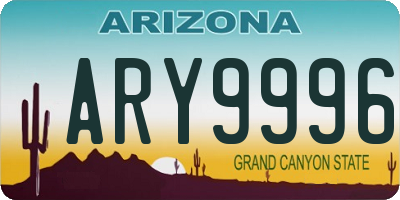 AZ license plate ARY9996