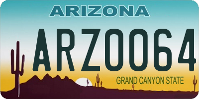 AZ license plate ARZ0064
