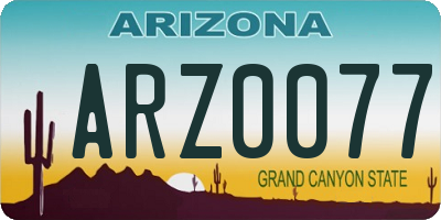 AZ license plate ARZ0077