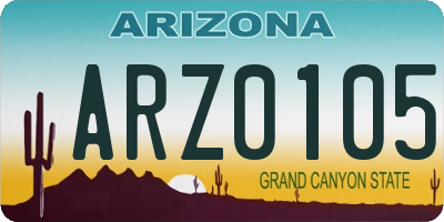 AZ license plate ARZ0105