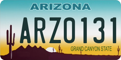 AZ license plate ARZ0131