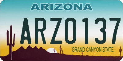 AZ license plate ARZ0137