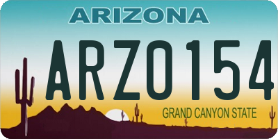 AZ license plate ARZ0154