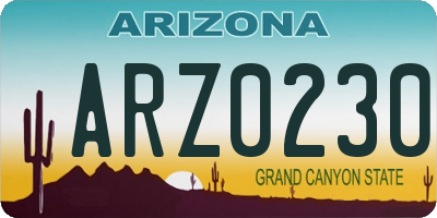 AZ license plate ARZ0230