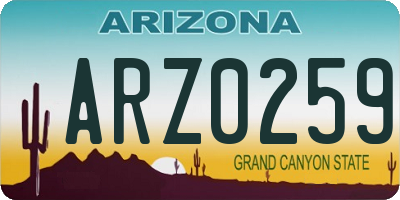 AZ license plate ARZ0259