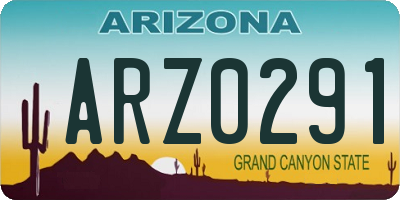 AZ license plate ARZ0291