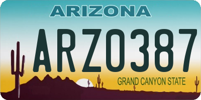 AZ license plate ARZ0387