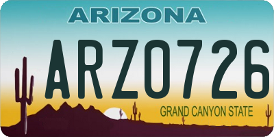 AZ license plate ARZ0726