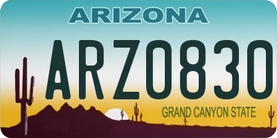 AZ license plate ARZ0830