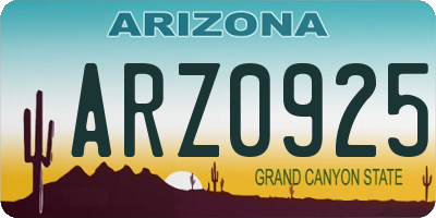 AZ license plate ARZ0925