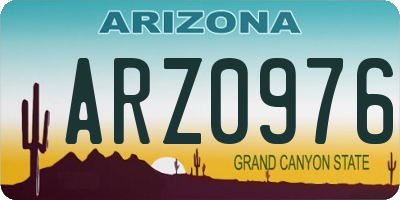 AZ license plate ARZ0976