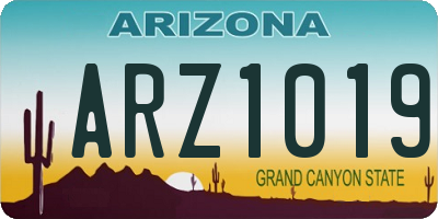 AZ license plate ARZ1019