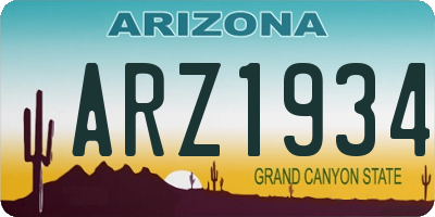 AZ license plate ARZ1934