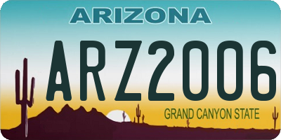 AZ license plate ARZ2006