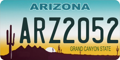 AZ license plate ARZ2052