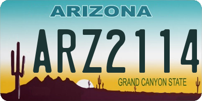 AZ license plate ARZ2114