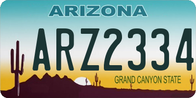 AZ license plate ARZ2334