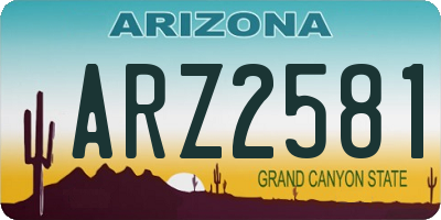 AZ license plate ARZ2581