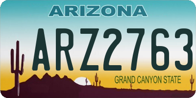 AZ license plate ARZ2763