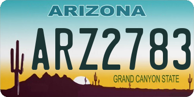 AZ license plate ARZ2783