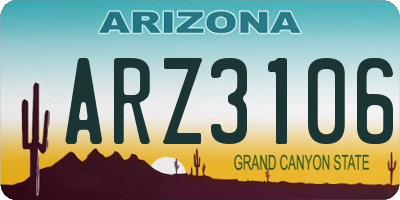 AZ license plate ARZ3106