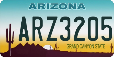 AZ license plate ARZ3205