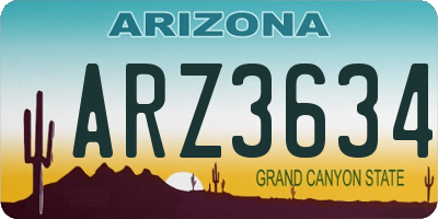 AZ license plate ARZ3634
