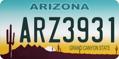 AZ license plate ARZ3931