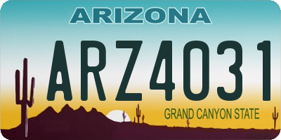 AZ license plate ARZ4031