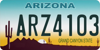 AZ license plate ARZ4103