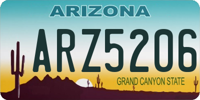 AZ license plate ARZ5206