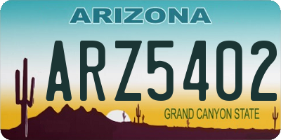 AZ license plate ARZ5402