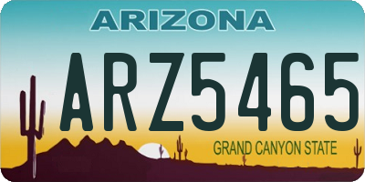 AZ license plate ARZ5465