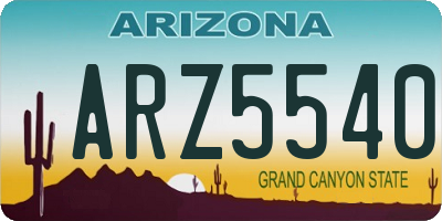 AZ license plate ARZ5540